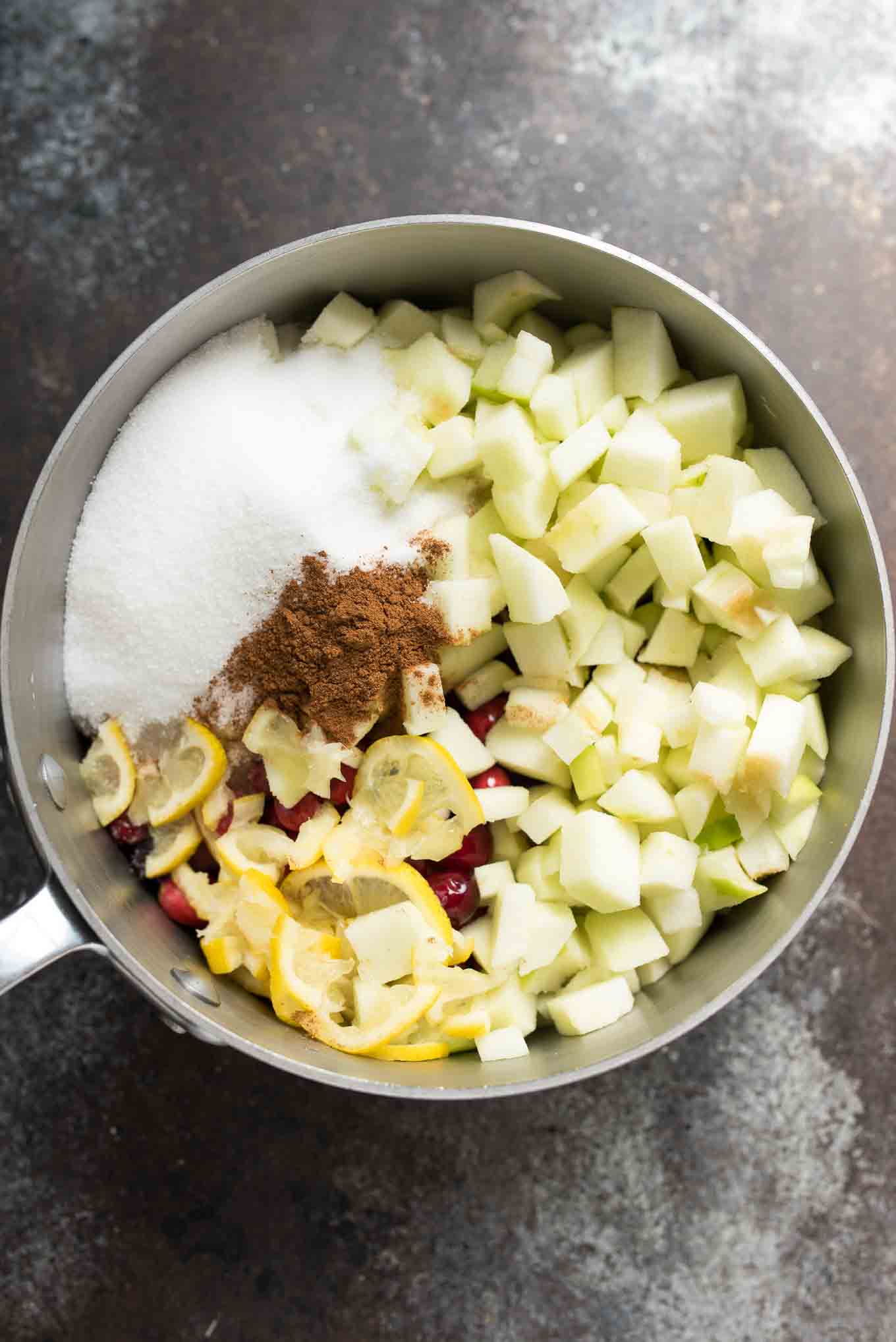 Cranberry Apple Sauce | green apples + lemon and cinnamon make this the perfect cranberry sauce for your Holiday spread. Naturally gluten free! | www.nutritiouseats.com