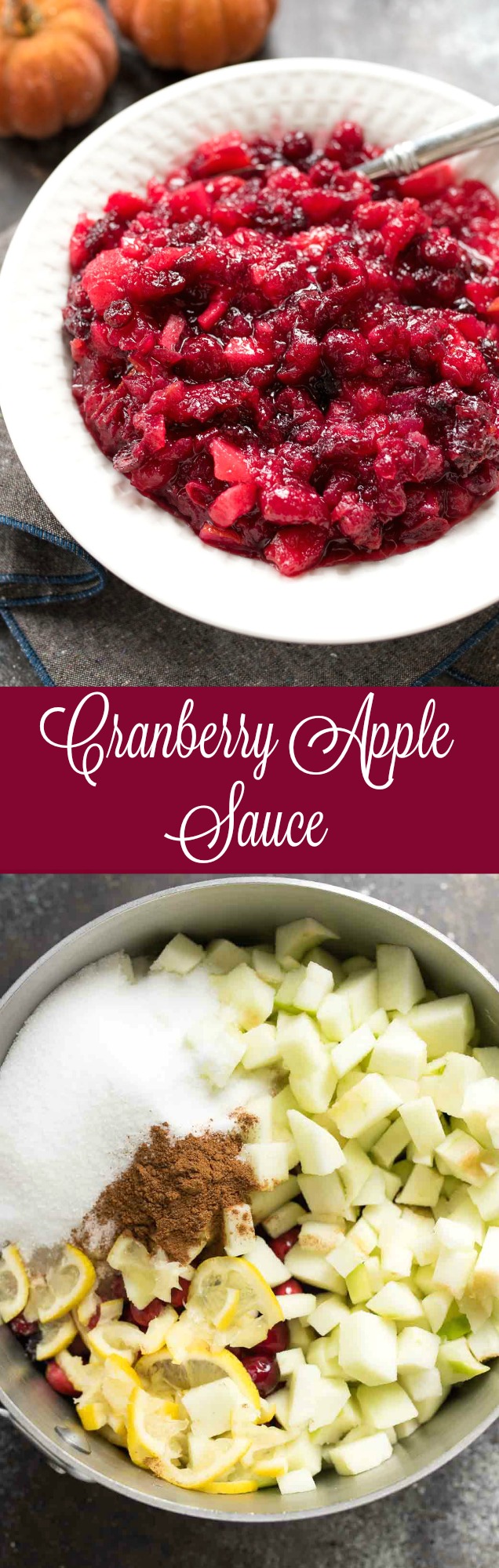 Cranberry Apple Sauce | green apples + lemon and cinnamon make this the perfect cranberry sauce for your Holiday spread. Naturally gluten free! | www.nutritiouseats.com