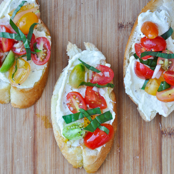 Crostini with Whipped Feta and Tomatoes | www.nutriitouseats.com