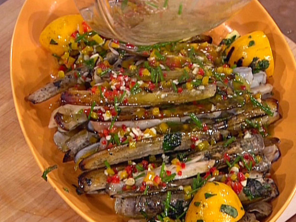 Grilled-Razor-Clams-with-Meyer-Lemon-Chive-Vinaigrette_s4x3_lg