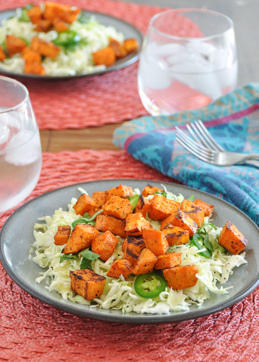 Chipotle Roasted Sweet Potato & Cabbage Salad