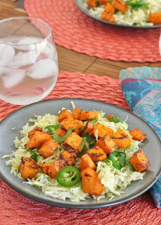 Chipotle Roasted Sweet Potato & Cabbage Salad