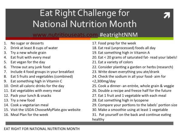 Eat Right Challenge for National Nutrition Month  