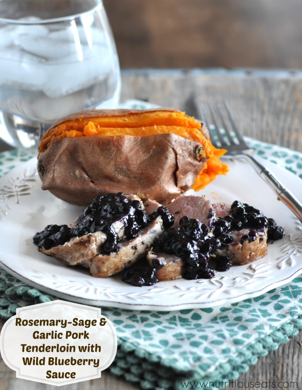 Rosemary-Sage & Garlic Pork Tenderloin with Wild Blueberry Sauce 