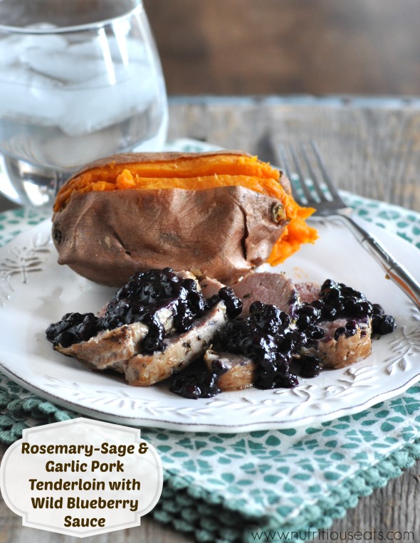 Rosemary-Sage & Garlic Pork Tenderloin with Wild Blueberry Sauce 