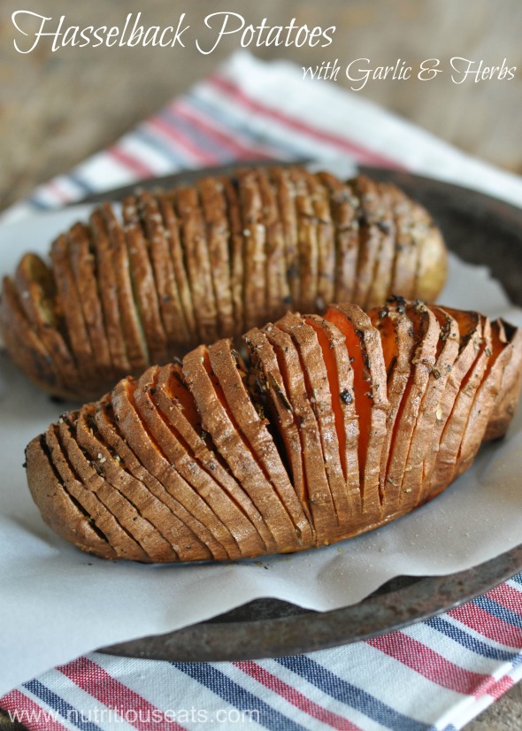  Hasselback Potatoes with Garlic & Herbs | www.nutritiouseats.com