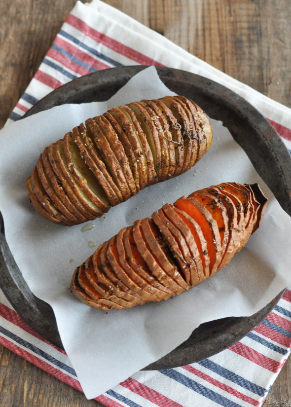 Hasselback Potatoes with Garlic & Herbs | www.nutritiouseats.com