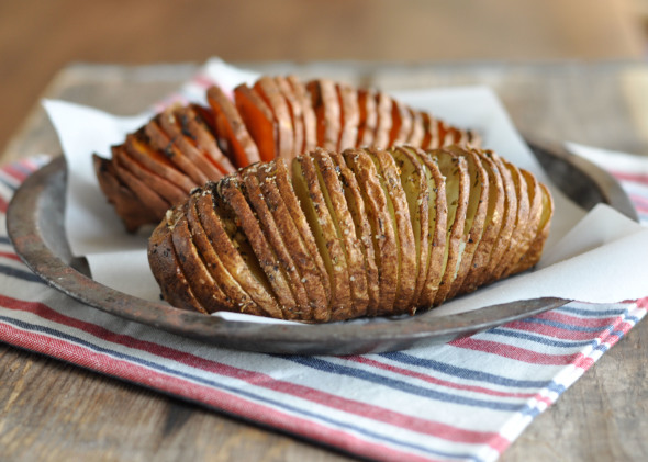 Hasselback Potatoes with Garlic & Herbs | www.nutritiouseats.com