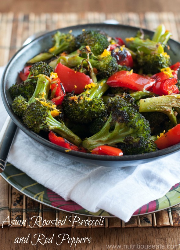 Asian Roasted Broccoli and Red Peppers | www.nutritiouseats.com