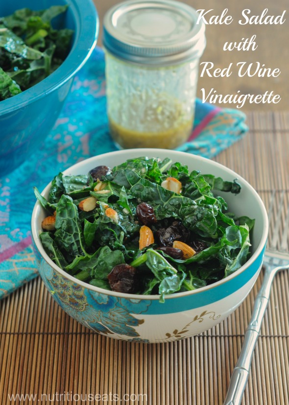 Kale Salad with Red Wine Vinaigrette | www.nutritiouseats.com