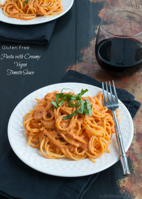 Pasta with Creamy Vegan Tomato Sauce | www.nutritiouseats.com