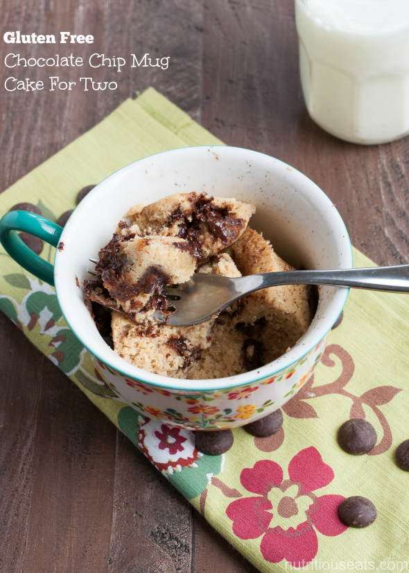 Gluten Free Chocolate Chip Mug Cake for Two | www.nutritiouseats.com #glutenfree