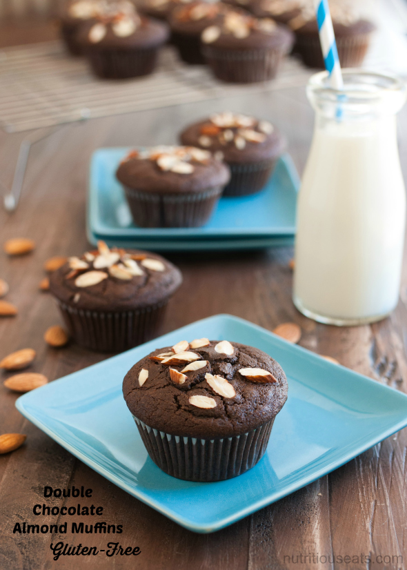 Double Chocolate Almond Muffins #glutenfree | www.nutritiouseats.com
