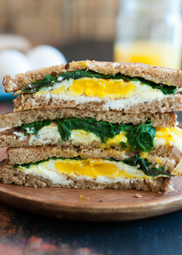 Eggs, Greens and Goat Cheese Sandwich | www.nutritiouseats.com