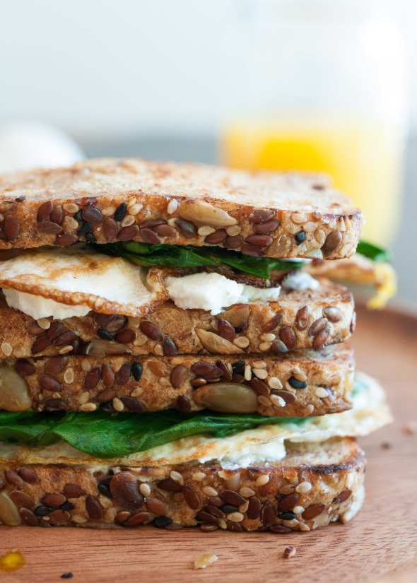 Eggs, Greens and Goat Cheese Sandwich | www.nutritiouseats.com