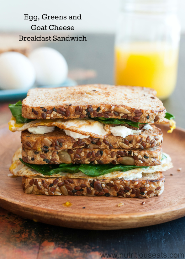 Eggs, Greens and Goat Cheese Sandwich | www.nutritiouseats.com