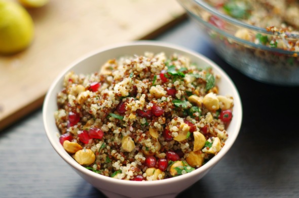 Hazelnut, pomegranate and herb quinoa salad 01