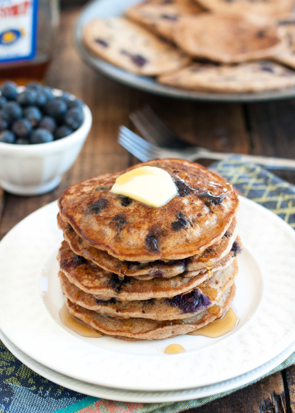 Vegan Blueberry Pancakes- the perfect egg-free, dairy-free pancake. You'll never guess it's vegan! | www.nutritiouseats.com