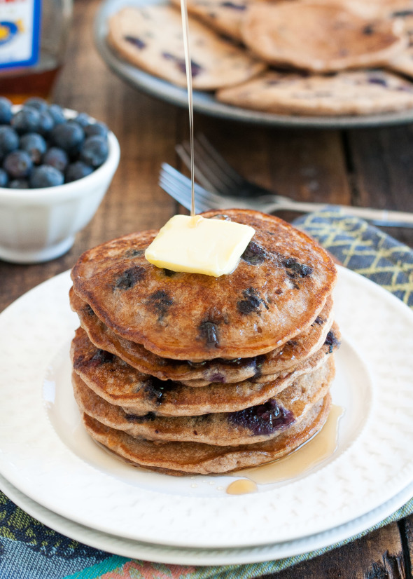 Vegan Blueberry Pancakes- the perfect egg-free, dairy-free pancake. You'll never guess it's vegan! | www.nutritiouseats.com