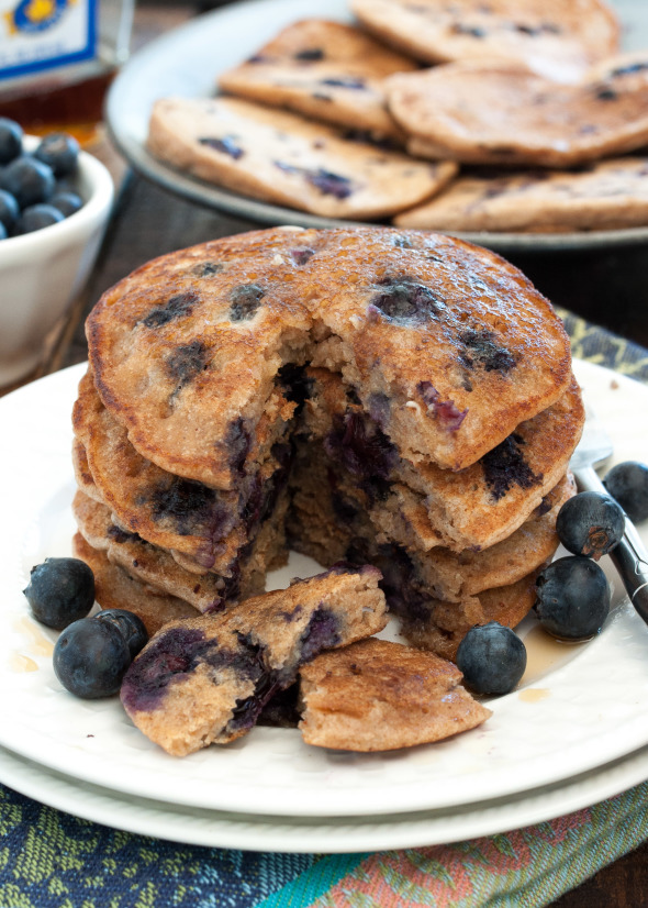 Vegan Blueberry Pancakes- the perfect egg-free, dairy-free pancake. You'll never guess it's vegan! | www.nutritiouseats.com