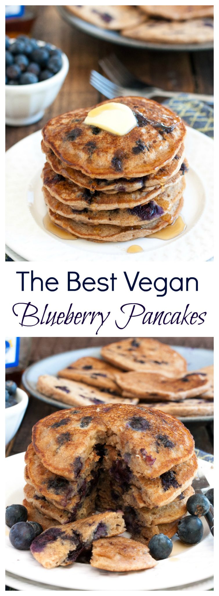 Vegan Blueberry Pancakes- simple, delicious and no egg needed! | www.nutritiouseats.com