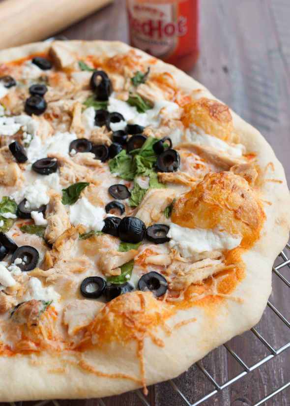 Buffalo Chicken Pizza with Goat Cheese | www.nutritiouseats.com