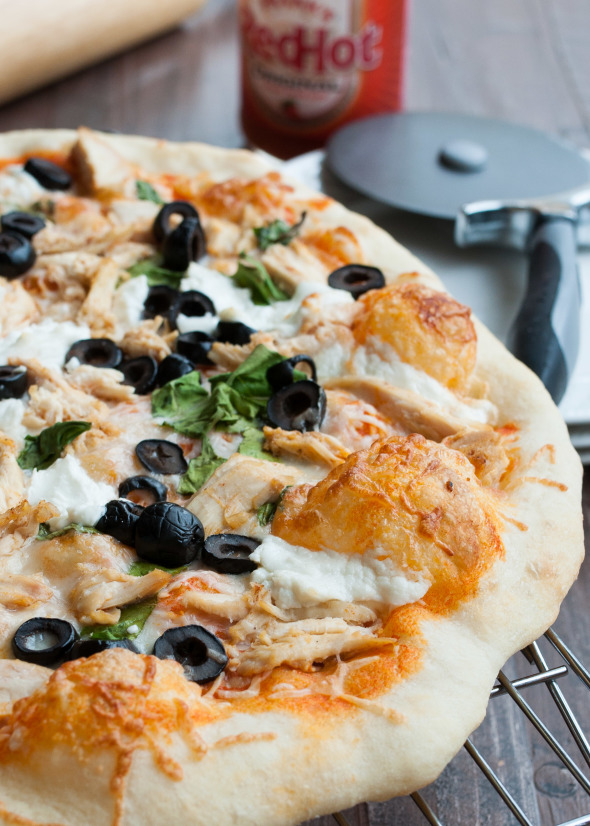 Buffalo Chicken Pizza with Goat Cheese | www.nutritiouseats.com