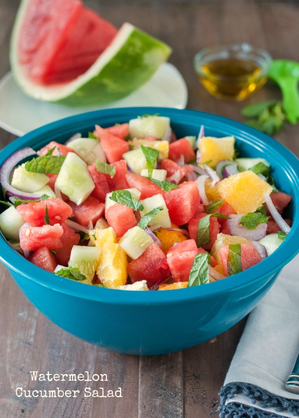 Watermelon Cucumber Salad | www.nutritiouseats.com