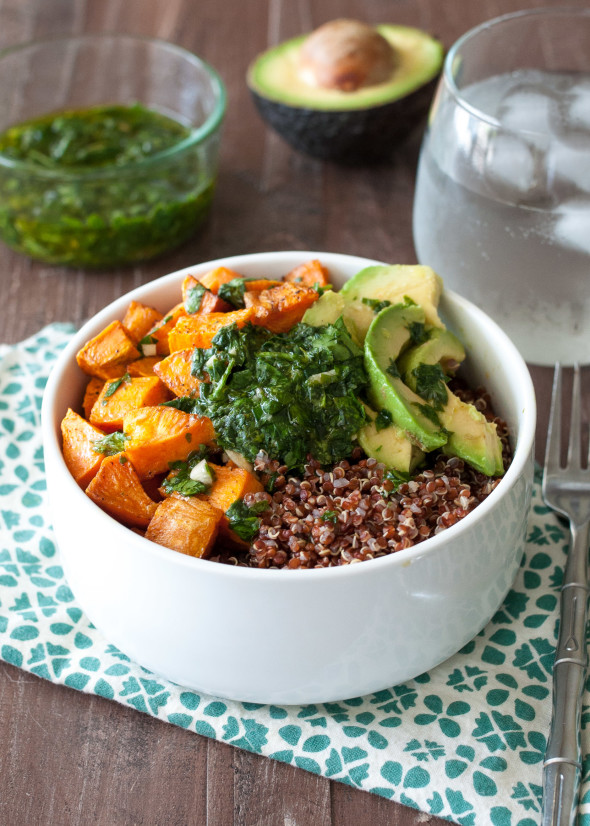 Quinoa and Sweet Potato Bowl with Chimichurri #vegan #glutenfree | Nutritious Eats