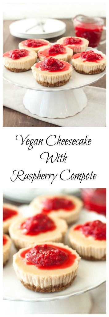 No Bake Vegan Cheesecake with Raspberry Compote #glutenfree | Nutritious Eats