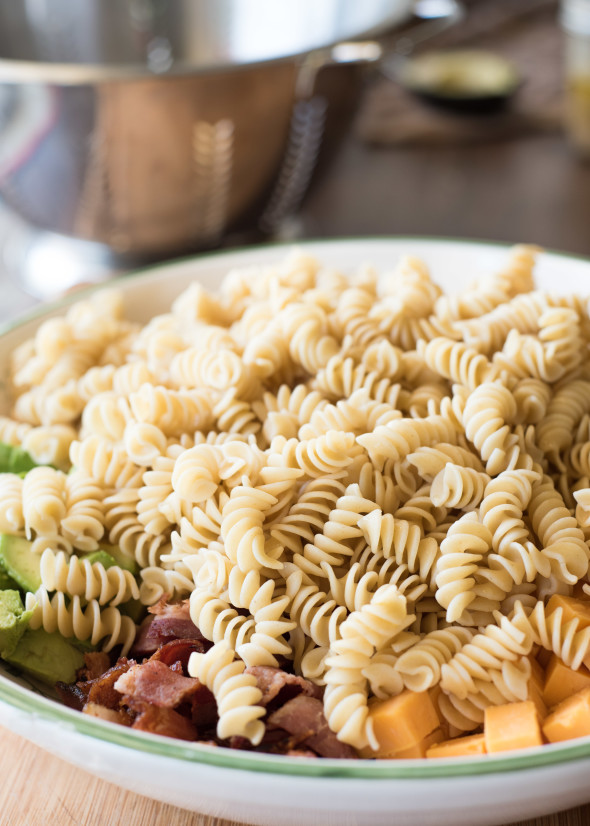 Cobb Pasta Salad- traditional Cobb Salad meets pasta in this kid-friendly, one dish meal. 