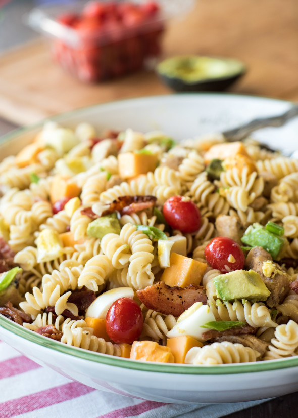 Cobb Pasta Salad- traditional Cobb Salad meets pasta in this kid-friendly, one dish meal. 