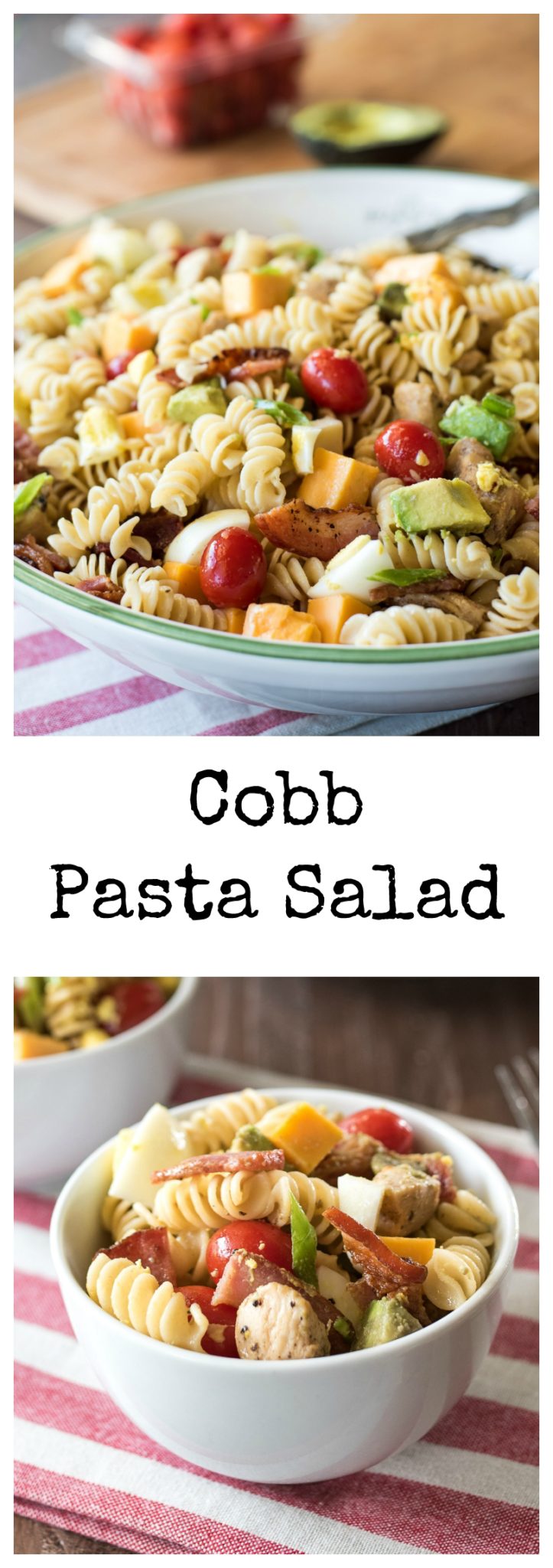 Cobb Pasta Salad- traditional Cobb Salad meets pasta in this kid-friendly, one dish meal. Easily made #glutenfree with gluten free pasta!
