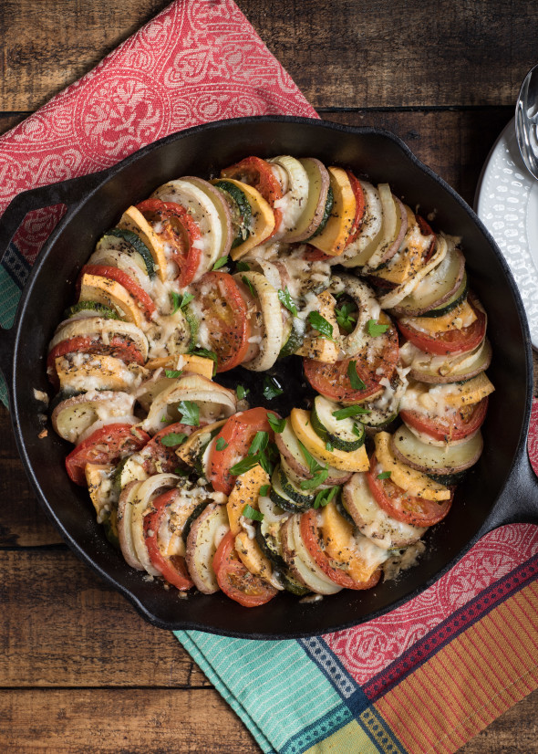 Layered Roasted Vegetables with Parmesan- they are super simple to make and add a little bit of fancy to any meal- #GlutenFree | www.nutritiouseats.com