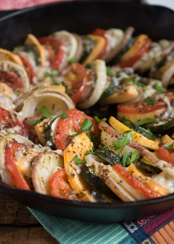 Layered Roasted Vegetables with Parmesan- they are super simple to make and add a little bit of fancy to any meal- #GlutenFree | www.nutritiouseats.com