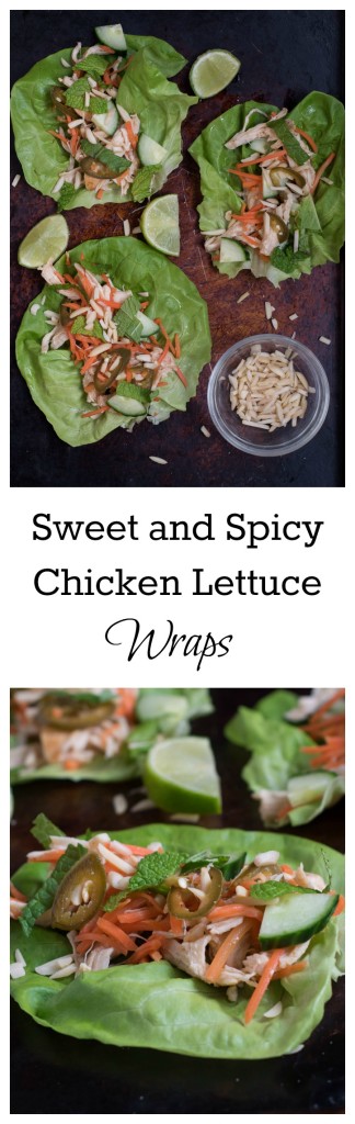 Sweet and Spicy Chicken Lettuce Wraps- low carb, high protein, super simple for a light dinner or appetizer night | www.nutritiouseats.com