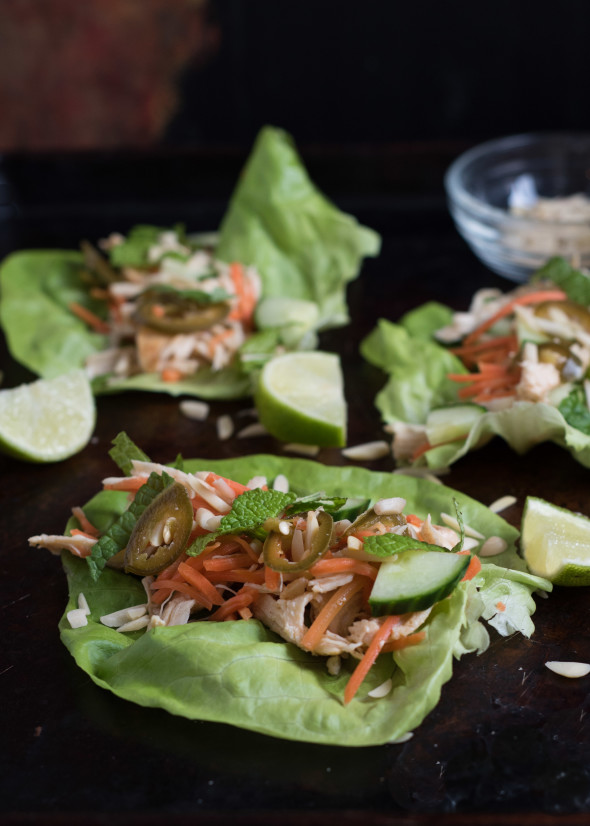 Sweet and Spicy Chicken Lettuce Wraps- low carb, high protein, super simple for a light dinner or appetizer night | www.nutritiouseats.com