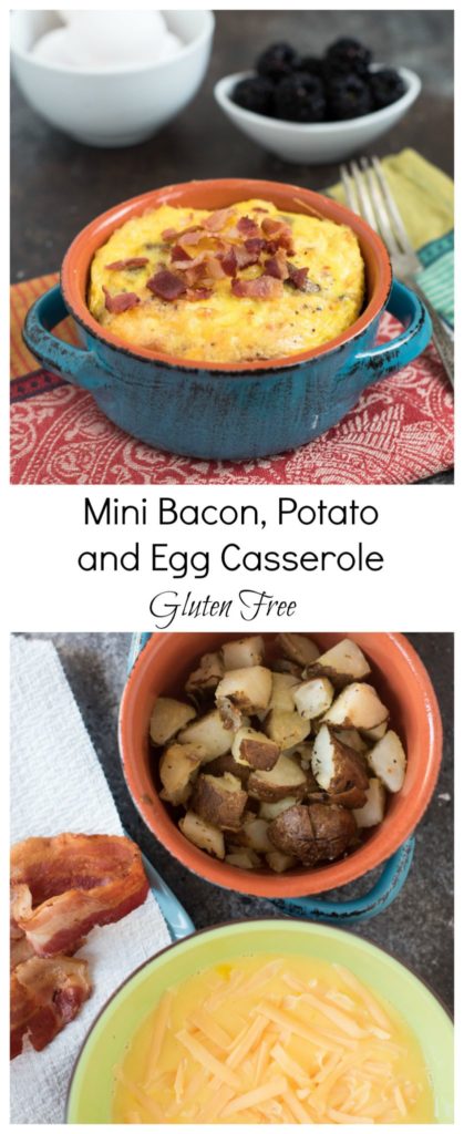 Mini Bacon, Potato and Egg Casserole #GlutenFree- Don't have the ingredients to make a large casserole? This makes the perfect portion for two people or one with leftovers- super simple too! | www.nutritiouseats.com