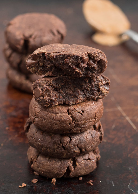 Chocolate Almond Butter Cookie- a healthy treat that can be part of a quick on the go breakfast or snack. Only 6 ingredients make up this gluten free, vegan (optional) healthy cookie! | www.nutritiouseats.com