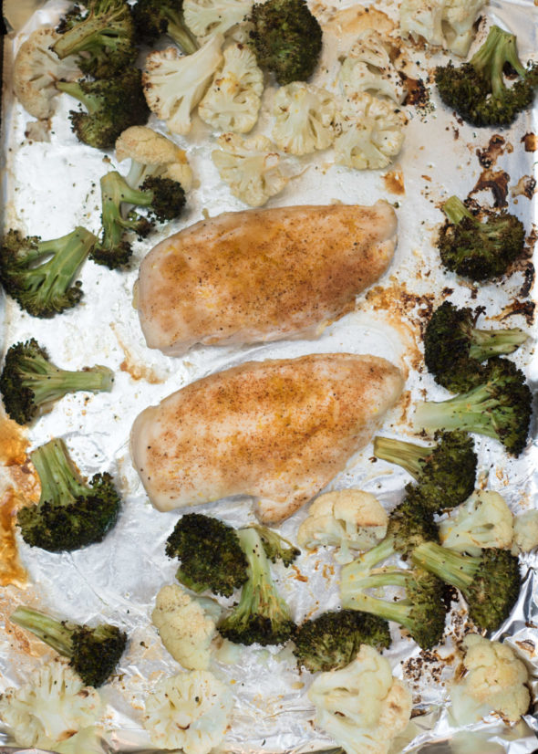 One Pan Chicken and Vegetables- Simplest meal prep ever! It roasts while you go relax! | www.nutritiouseats.com