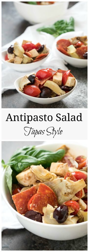 Antipasto Salad- perfect for 'Tapas night" at home or al fresco dining, picnic style! #glutenfree| www.nutritiouseats.com