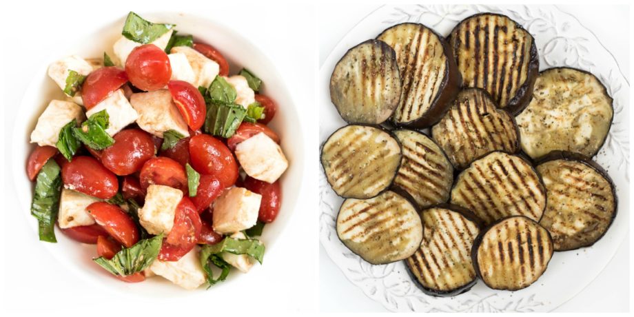 Caprese Salad Over Grilled Eggplant- a delicious summer side to pair with any meal #glutenfree | www.nutritiouseats.com