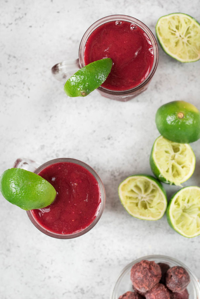 Cherry Limeade Smoothie- a healthier alternative to Sonic Drive-In slushes. 4 ingredients and ready in minutes! | www.nutritiouseats.com