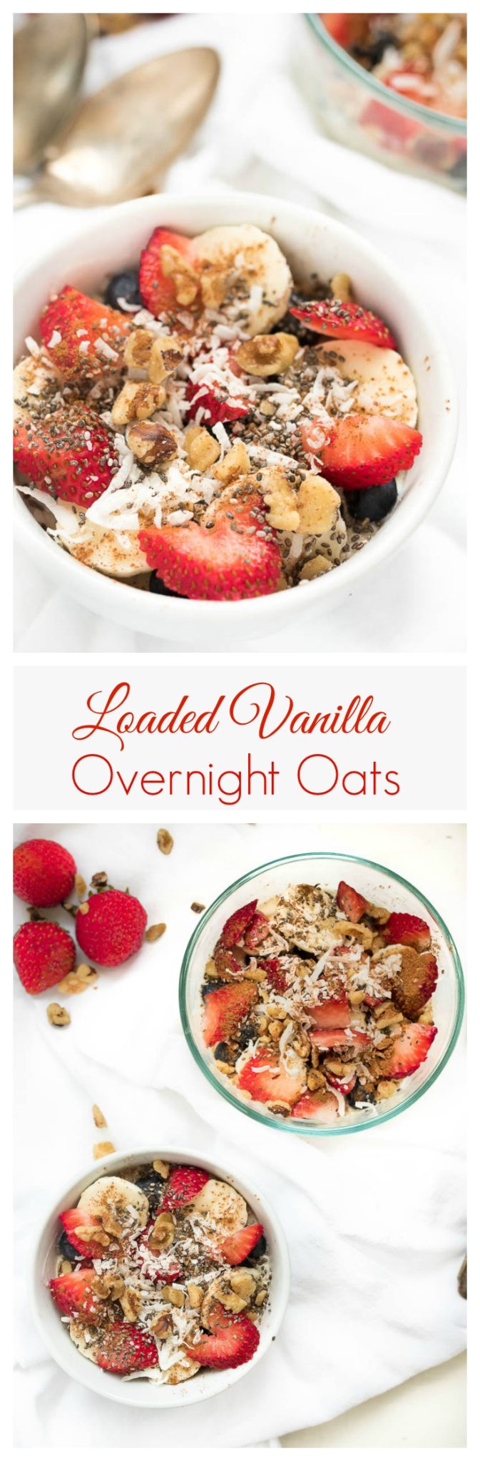 Loaded Vanilla Overnight Oats- the prefect make-ahead, healthy breakfast. Easy to make, easy to customize! #glutenfree | www.nutritiouseats.com