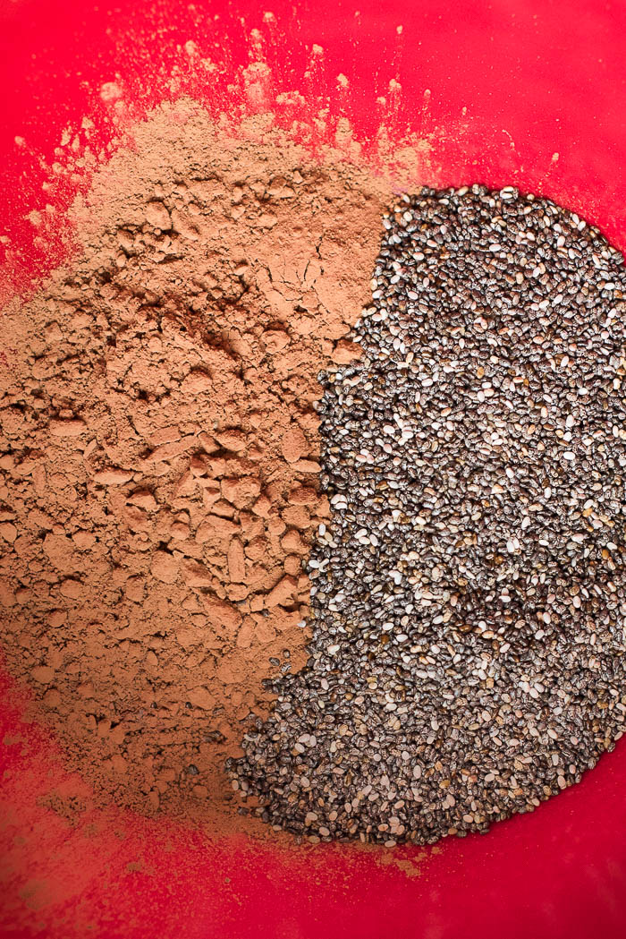 Overnight Chocolate Chia Seed Pudding- 4 simple ingredients and you have this yummy high fiber, high protein, vegan, gluten free breakfast or snack prepped in a few minutes the night before! | www.nutritiouseats.com