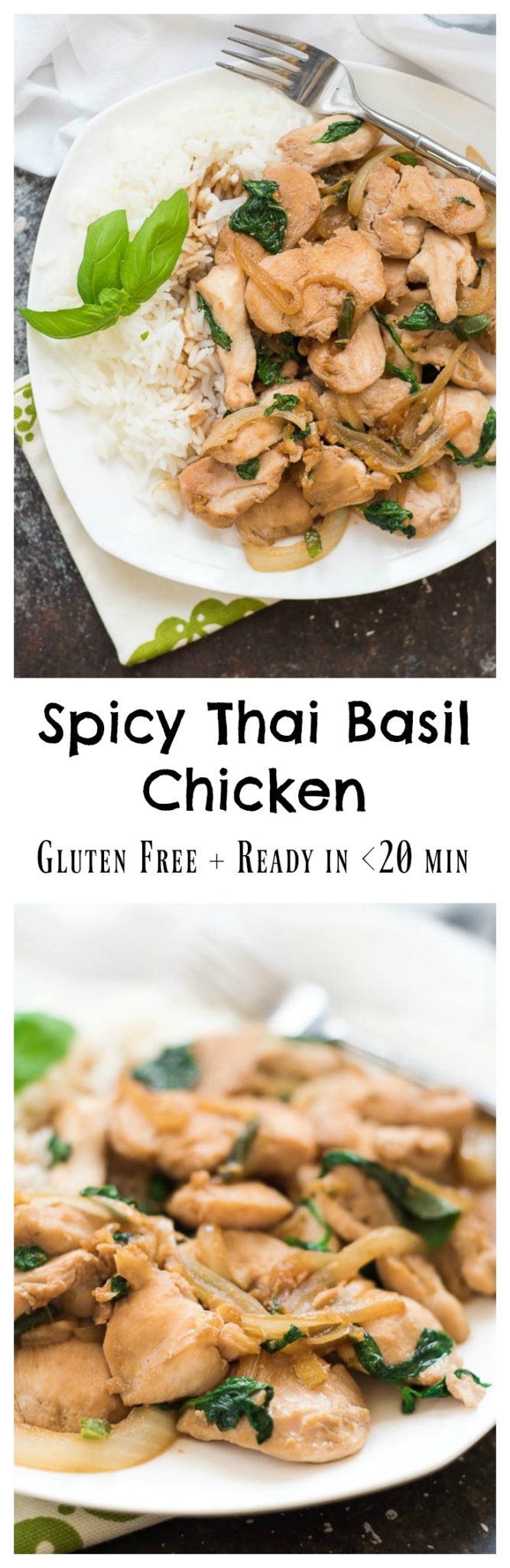 Spicy Thai Basil Chicken | super simple, flavorful and ready in under 20 minutes! You don' have to be an experienced Thai cook to make this Thai inspired dish! | www.nutritiouseats.com
