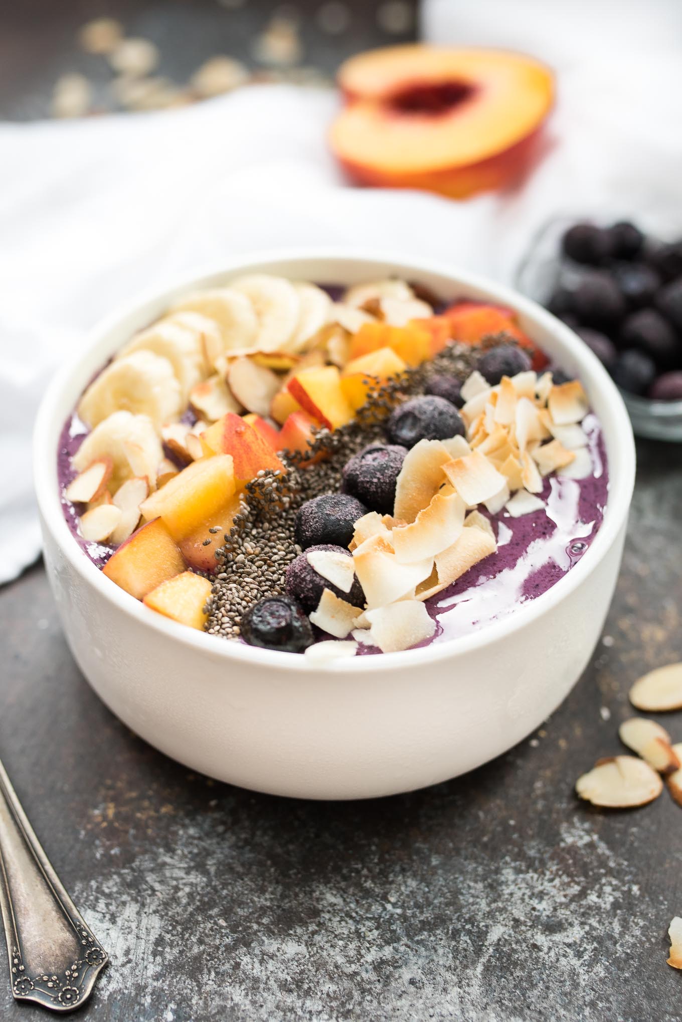 Blueberry Smoothie Breakfast Bowl- a delicious and nourishing bowl that is gluten free, plant based and great for any meal! #ad | www.nutritiouseats.com