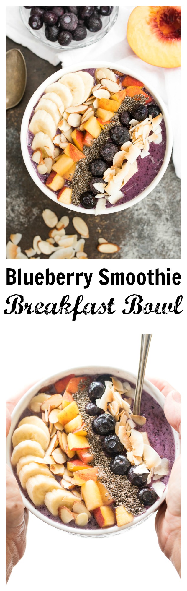 Blueberry Smoothie Breakfast Bowl- a delicious and nourishing bowl that is gluten free, plant based and great for any meal! #ad | www.nutritiouseats.com