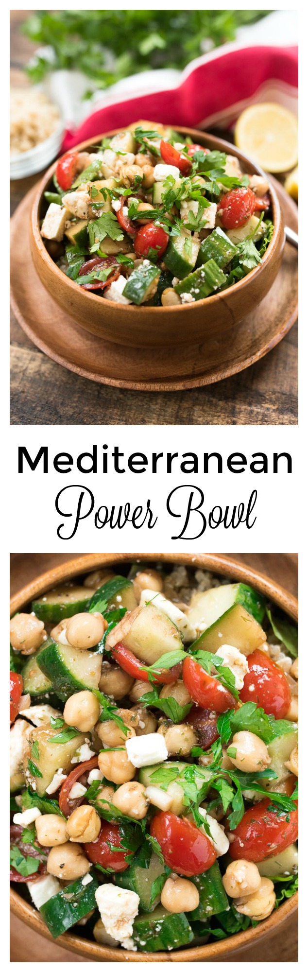 Mediterranean Power Bowl- a plant-based, protein and fiber packed lunch or dinner! | www.nutritiouseats.com