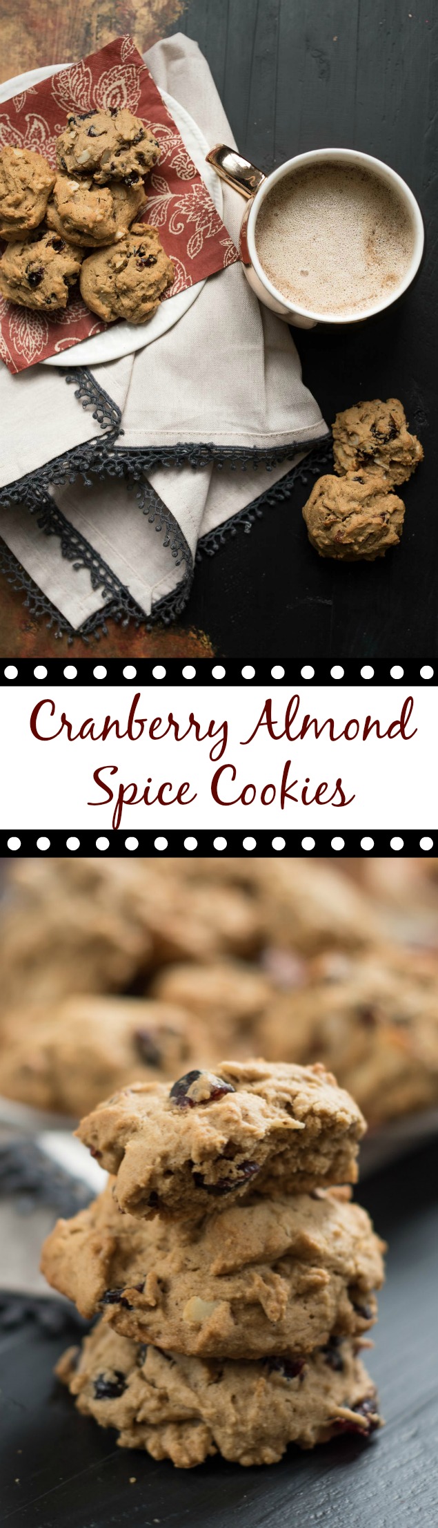 Cranberry Almond Spice Cookies- the perfect spiced cookie to dunk in your coffee. Not too sweet, but tons of flavor! #ad | www.nutritiouseats.com